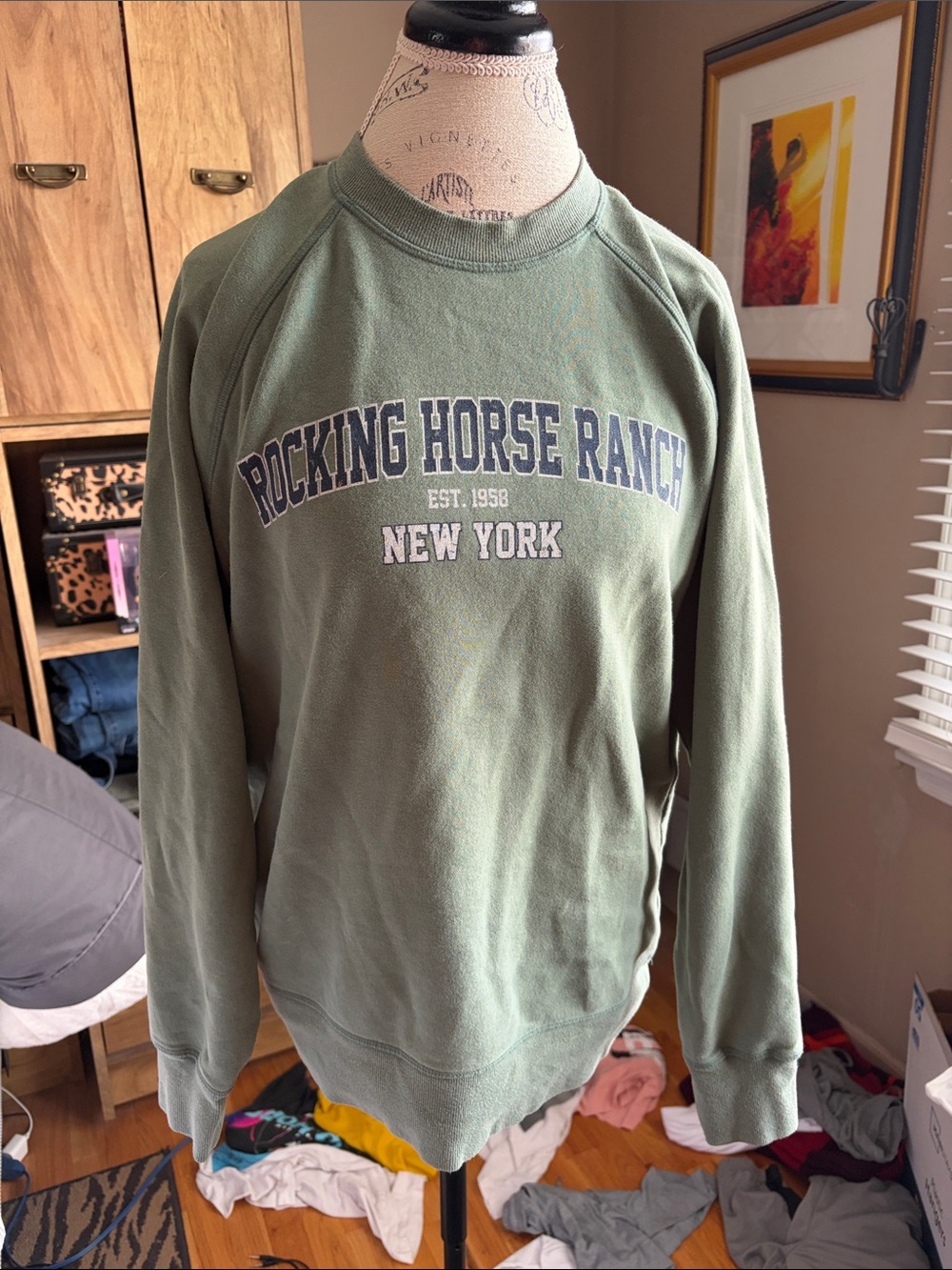Rocking Horse Ranch Olive Crewneck Sweatshit - Medium